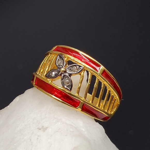 Sterling Silver 925 / 18k Gold Ring Raw Diamond Unique Designer Silversmith - Picture 1 of 8